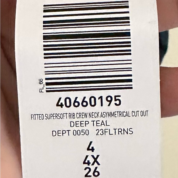 NWT Torrid Fitted Super Soft Rib Crew Neck Asymmetrical Cut Out Tee Size 4X Teal - Picture 9 of 11